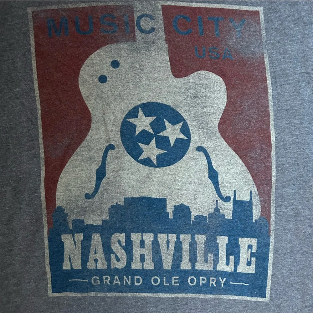 M Grey Roman Music City Guitar T Shirt Size L |A11 - Picture 4 of 7